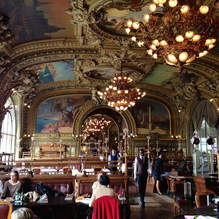 The dining room at Le Train Bleu in the Gare de Lyon, Paris.