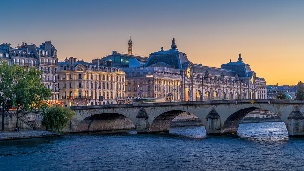 Pont Royal and Musee d'Orsay at Dusk - Paris France